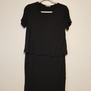 Everly Layered Look Black Dress Small